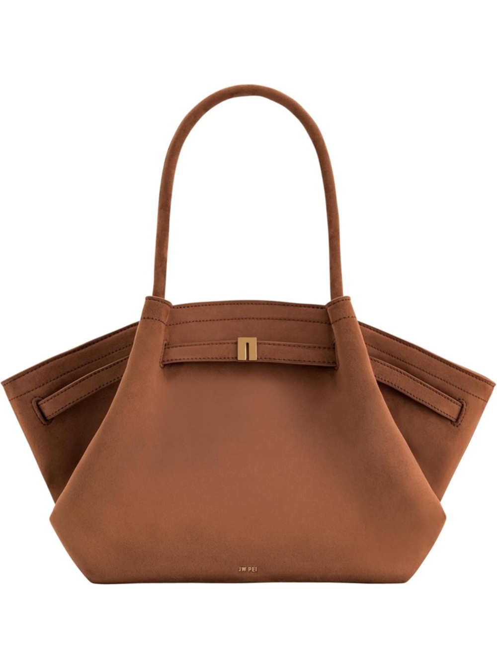 JW PEI Brown Structured Tote with Gold Accent